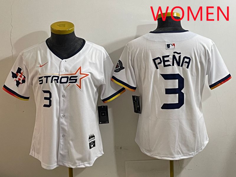 Women Houston Astros #3 Pena White three generations Joint Name Nike 2025 MLB Jersey style 7